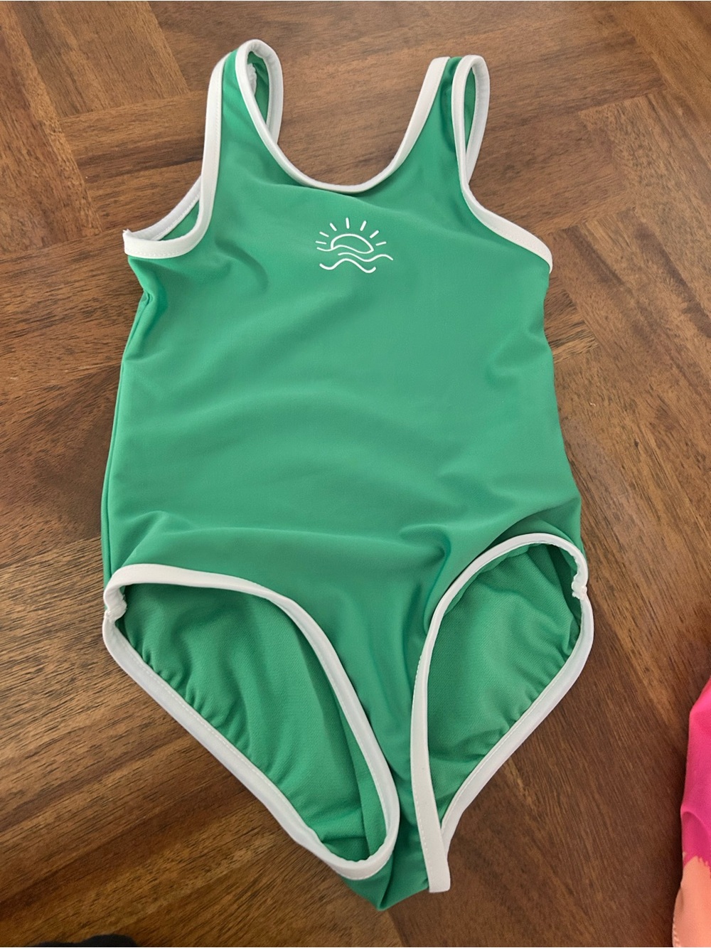 GAP Green One-Piece Swimsuit with White Trim and Sun Motif